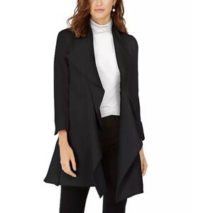 Bobeau Open Front Waterfall Cardigan in Black